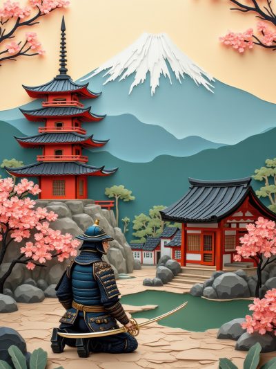 Samurais Contemplation by the Lake